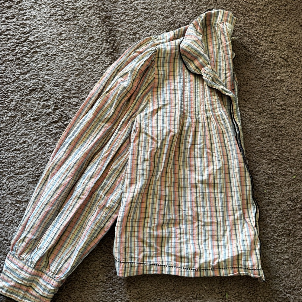THE GREAT. Women’s Pastel Plaid Button Down Top